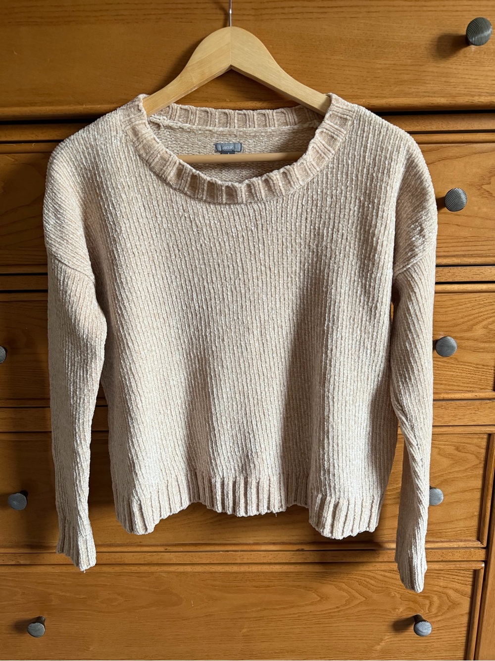 Aerie Womens Chenille Metallic Thread Pullover Sweater Golden Beige Size Small
